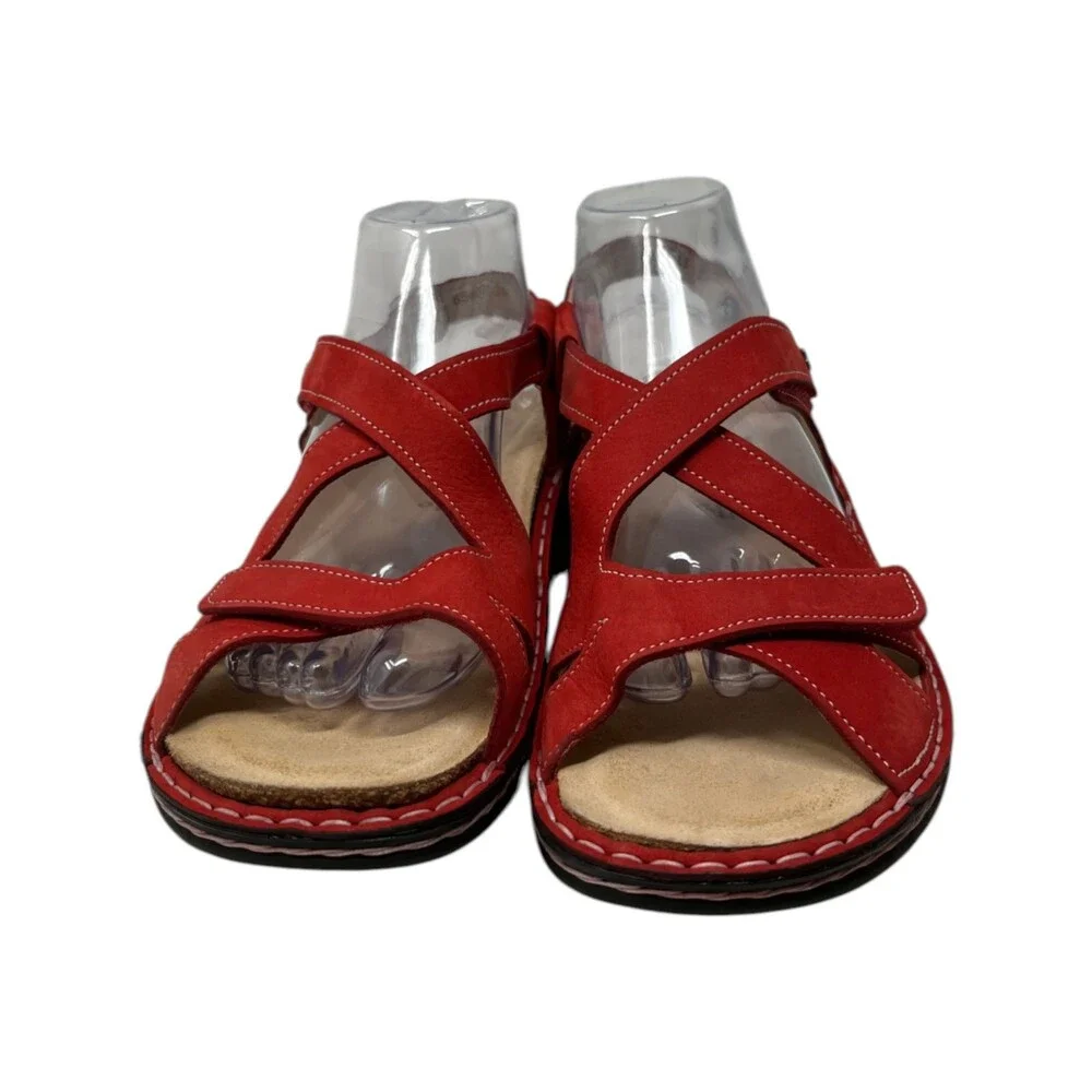 Finn Comfort Sandal Women's Size 10 -10.5 41 Red Nubuck Gomera Walking Slingback
